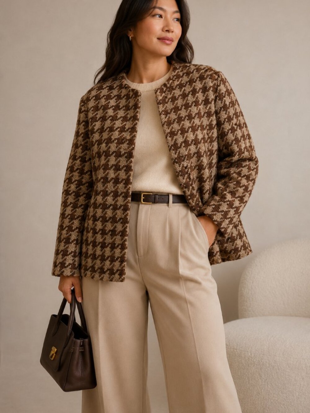 Vintage ORVIS Big Houndstooth Pattern Wool Nylon Blend Blazer Coat Jacket Sz 14